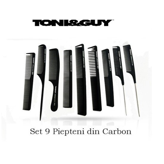 Piepteni Profesionali Frizerie - Set 9 Piepteni Carbon TONI&GUY